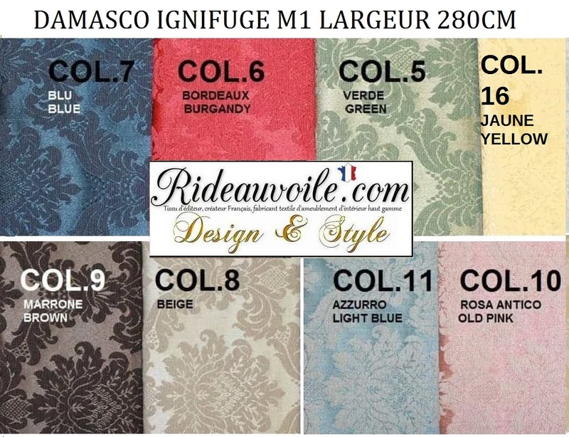 Damasco 280cm classique ameublement d'intérieur Non-feu M1 Ignifuge