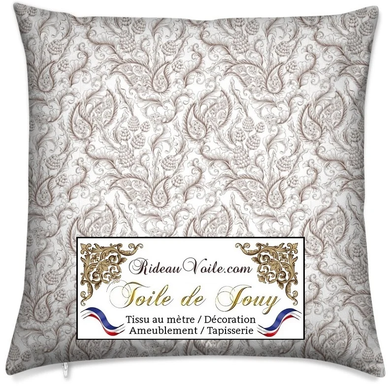 Toile de Jouy Marron ameublement motif Paisley Indiennes cachemire