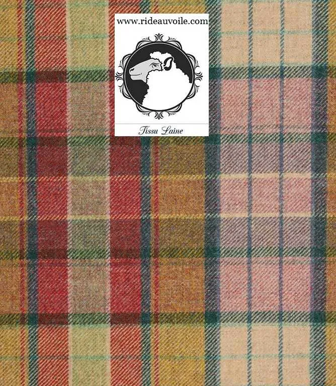 Décoration tapisserie Laine carreaux tartan au mètre rideau store bateau