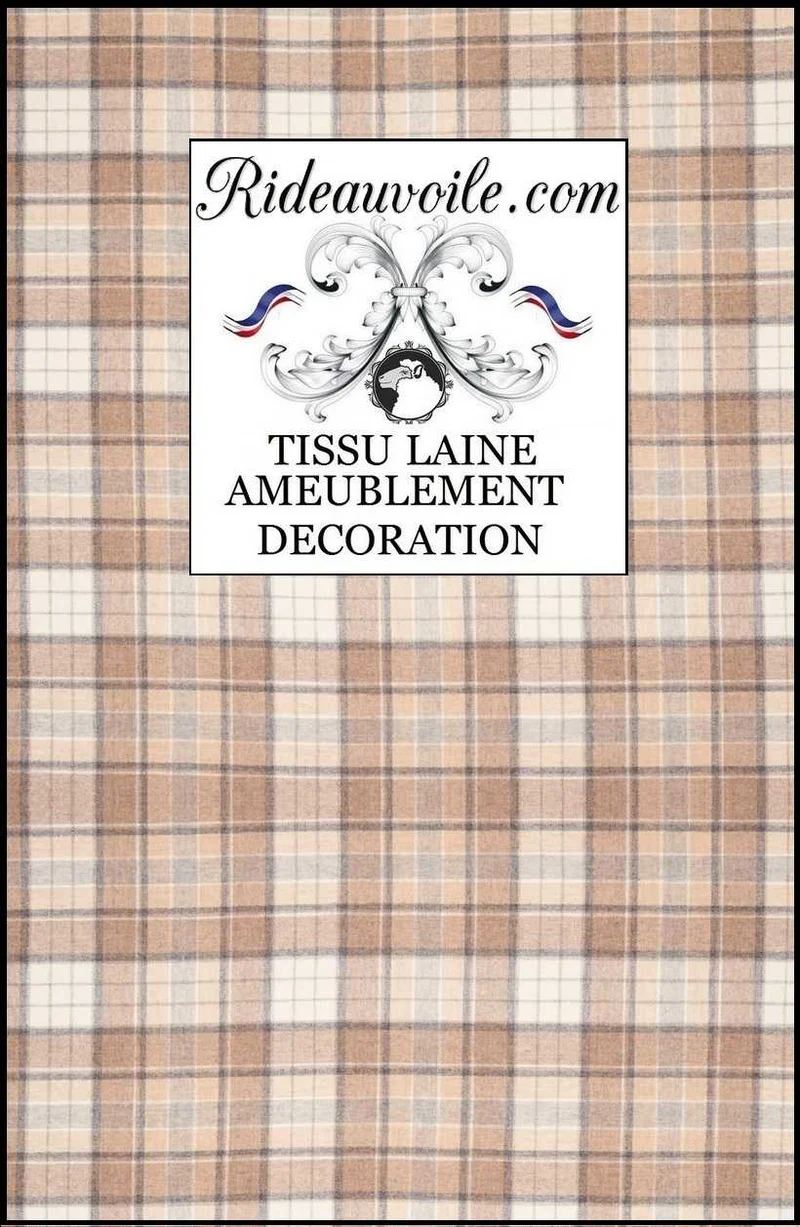 Boutique textile ameublement intérieur Laine carreaux écossais beige au mètre rideau