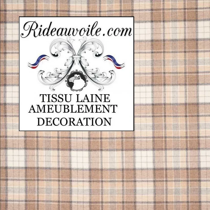 Boutique textile ameublement intérieur Laine carreaux écossais beige au mètre rideau