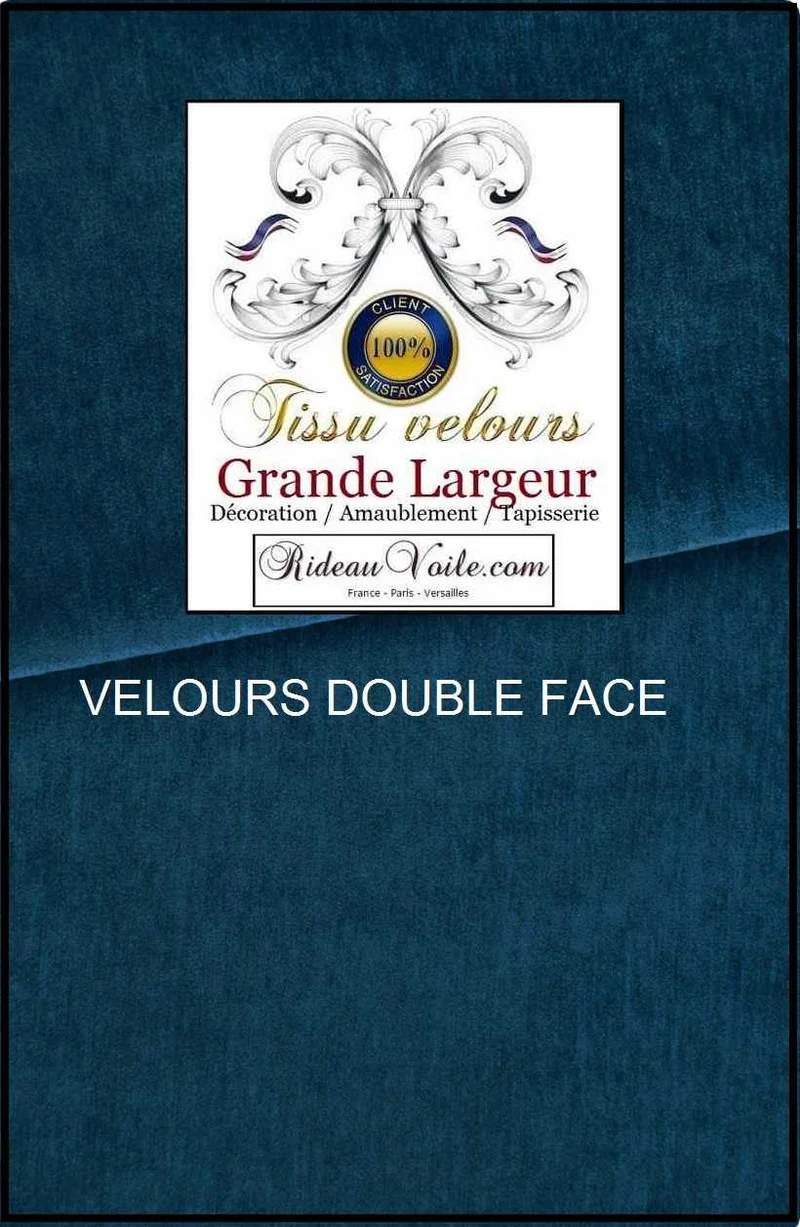 Velours ameublement bleu double face rideau grande largeur 300cm mètre