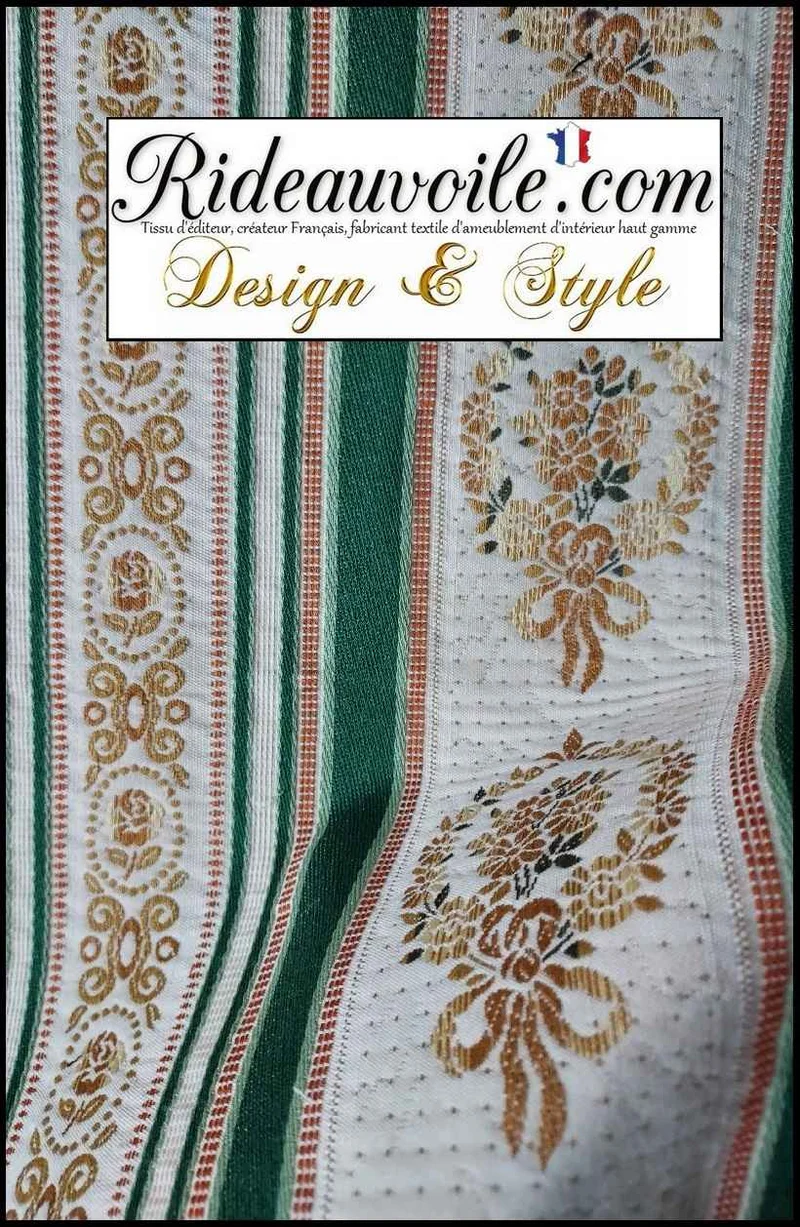 Tissu Directoire ancien interior's home french style rayures vert mètre rideau