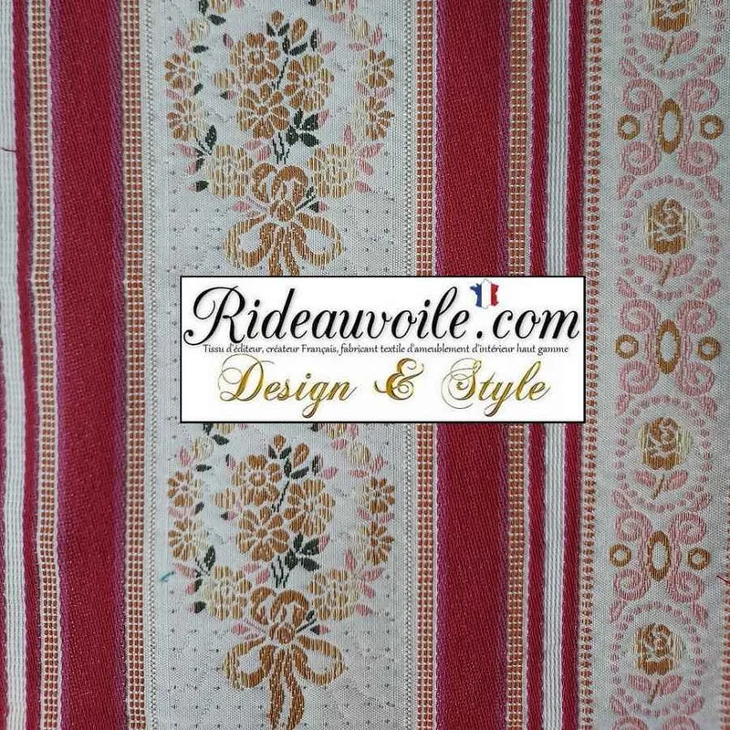 Tissu Directoire Antique interior's french style rayures Rouge mètre rideau