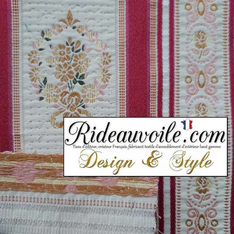Tissu Directoire Antique interior's french style rayures Rouge mètre rideau