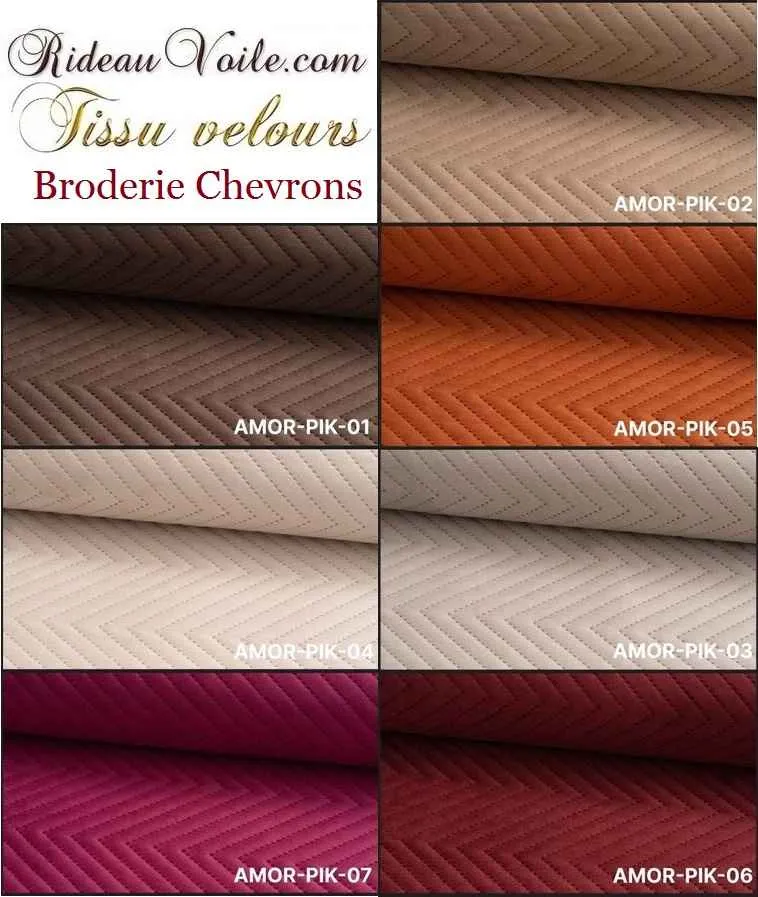 Boutique Velours broderie motif Chevron mètre tissu ameublement Rideau canapé
