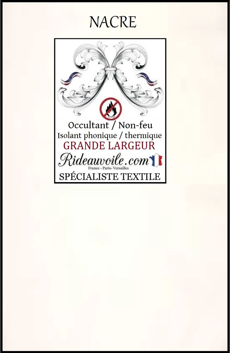 Tissu BLANC nacre occultant isolant thermique phonique 290cm mètre rideau M1