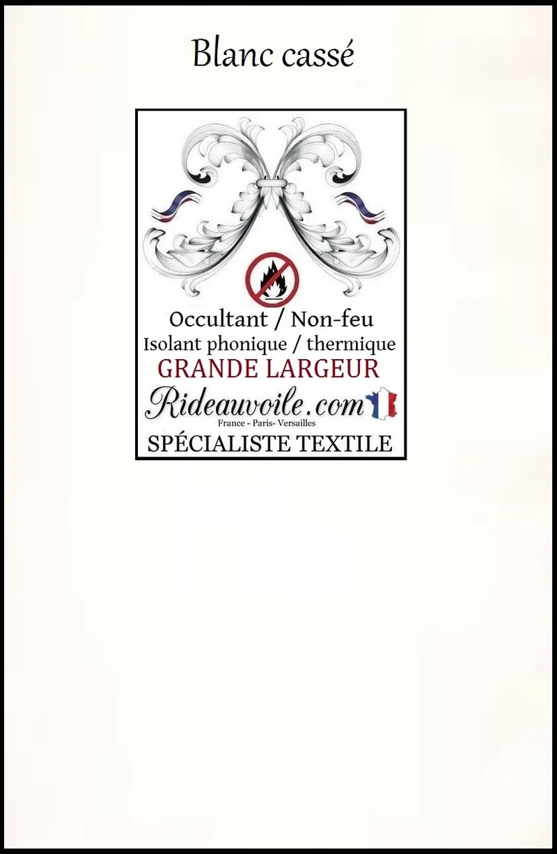 Tissu blanc cassé occultant isolant thermique phonique 290cm mètre rideau M1
