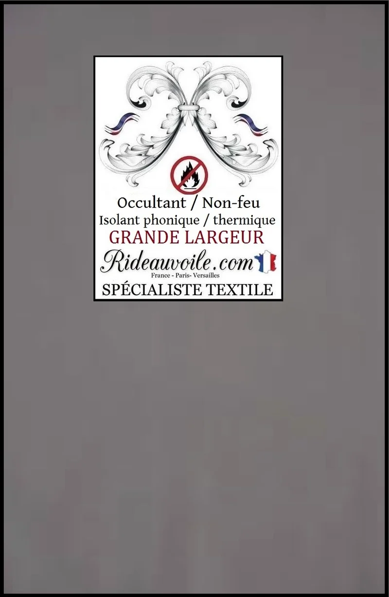 Tissu GRIS occultant isolant thermique phonique 290cm mètre rideau non feu