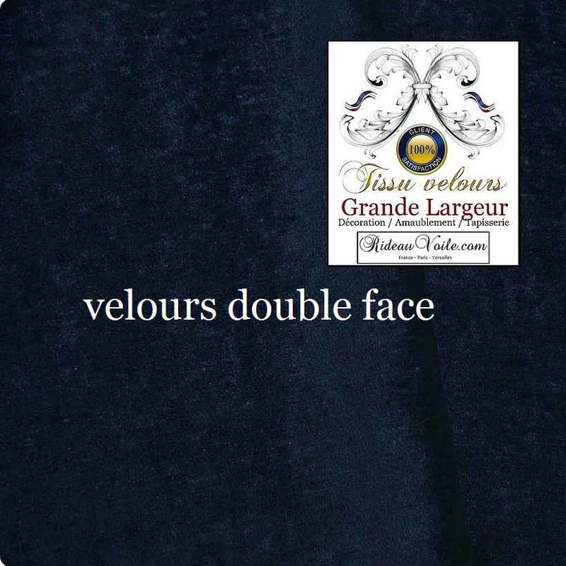Velours ameublement bleu foncé double face rideau grande largeur 300cm mètre
