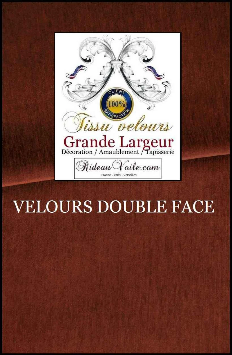 Velours ameublement rouge brun double face rideau grande largeur 300cm mètre