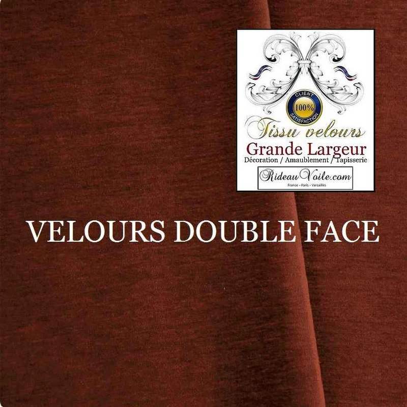 Velours ameublement rouge brun double face rideau grande largeur 300cm mètre