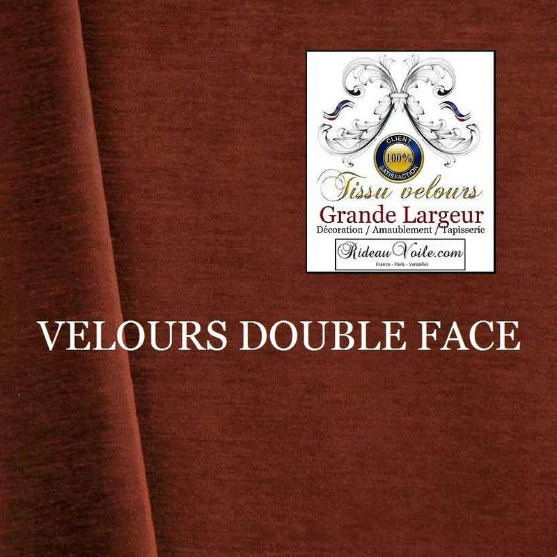 Velours ameublement rouge brun double face rideau grande largeur 300cm mètre