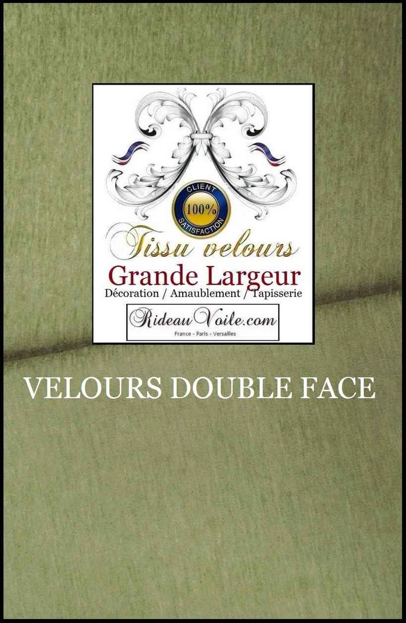Tissu Velours ameublement vert double face rideau grande largeur 300cm rideau