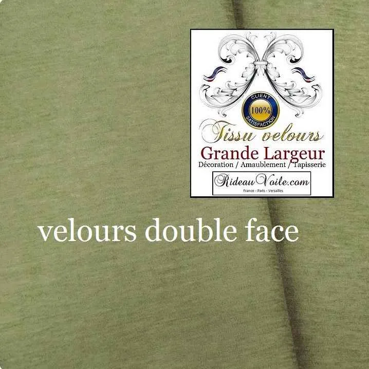 Tissu Velours ameublement vert double face rideau grande largeur 300cm rideau