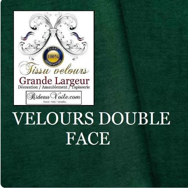 Tissu Velours ameublement vert double face rideau grande largeur 300cm rideau