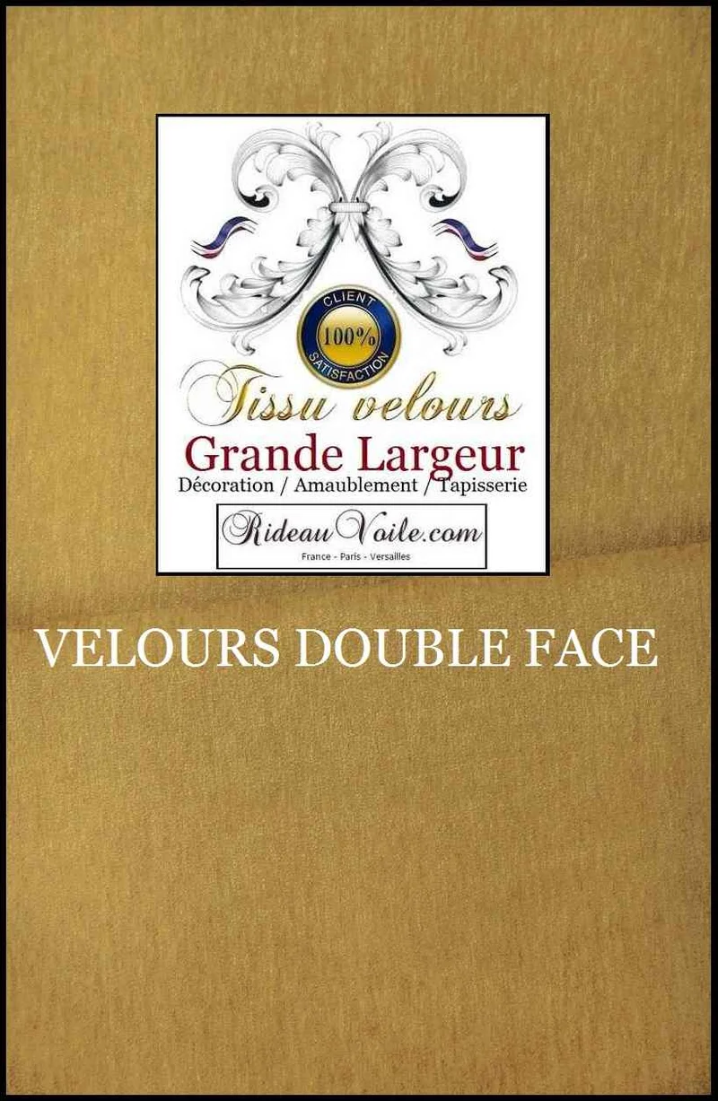 Tissu Velours ameublement jaune paille double face rideau grande largeur 300cm