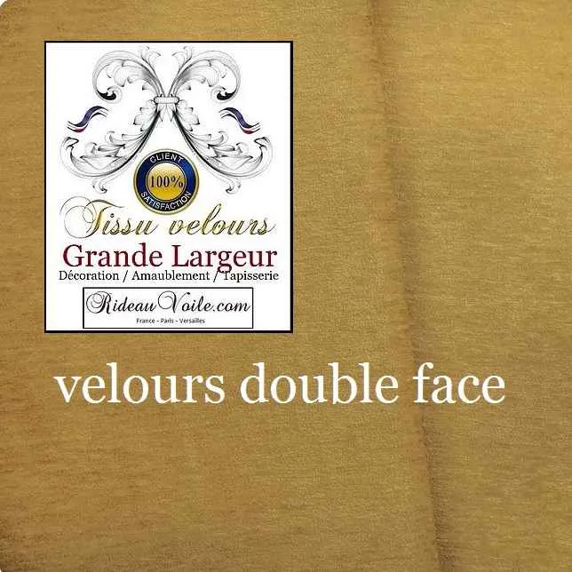 Tissu Velours ameublement jaune paille double face rideau grande largeur 300cm