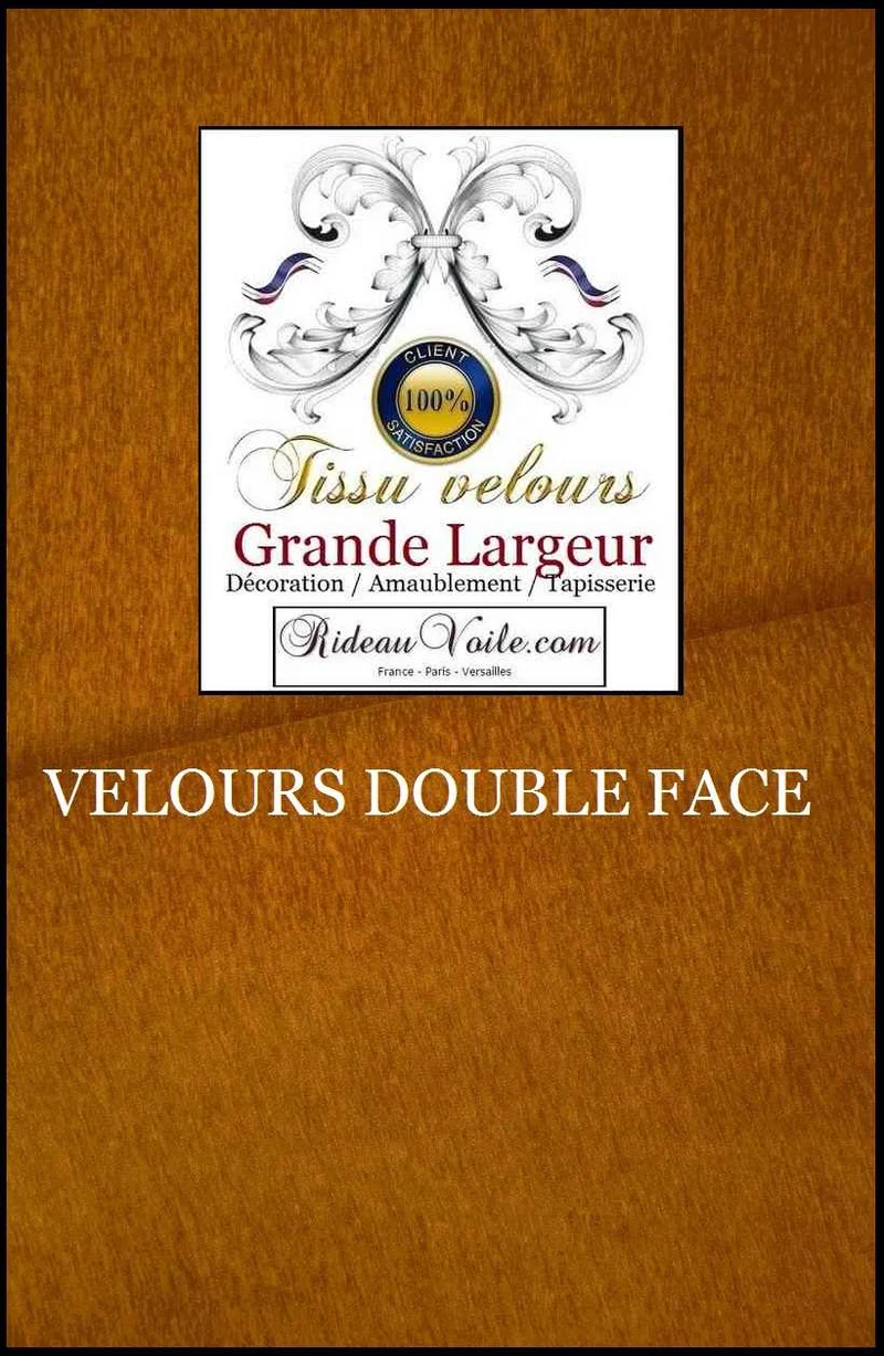 Tissu Velours ameublement orange mangue double face rideau grande largeur 300cm