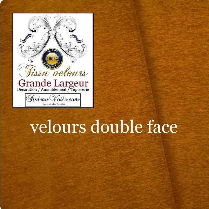 Tissu Velours ameublement orange mangue double face rideau grande largeur 300cm