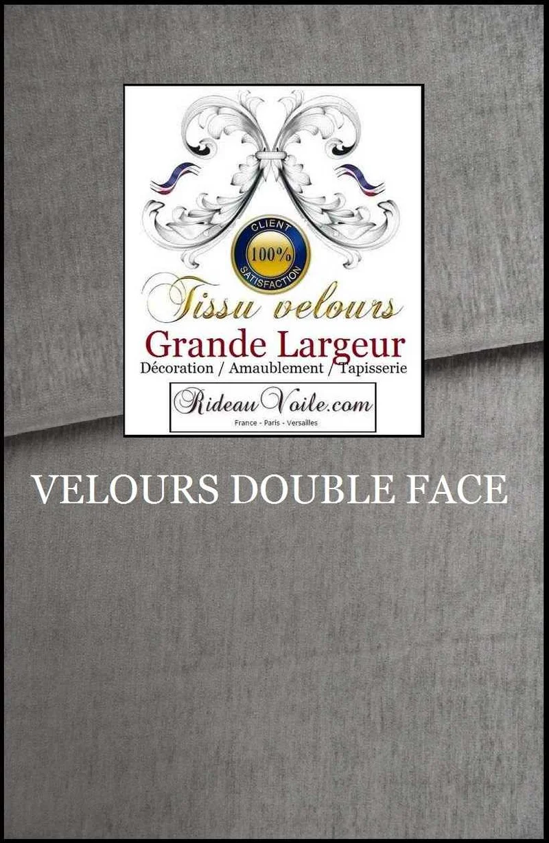 Boutique tissu Velours ameublement gris double face grande largeur 300cm