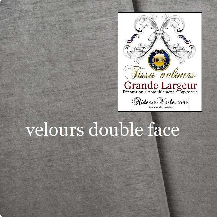 Boutique tissu Velours ameublement gris double face grande largeur 300cm