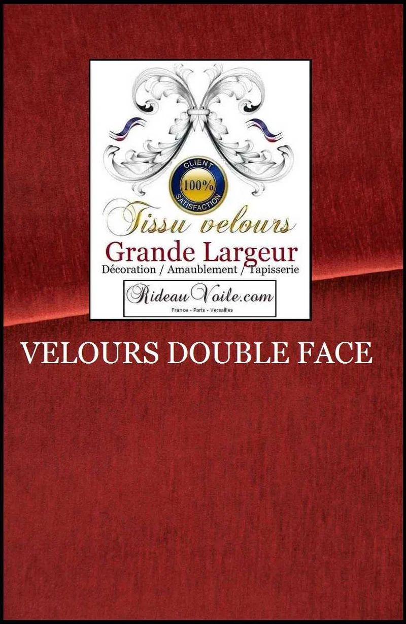 Agencement Velours ameublement rouge double face grande largeur 300cm mètre