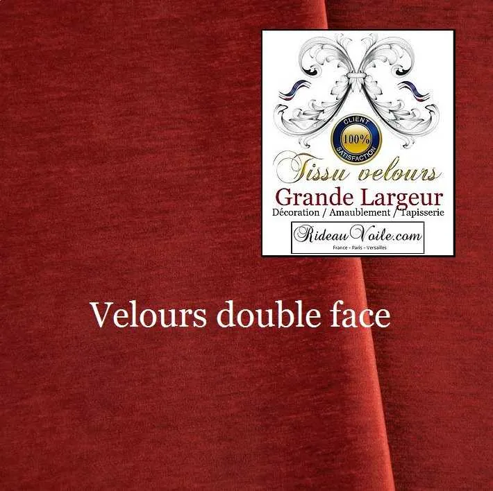 Agencement Velours ameublement rouge double face grande largeur 300cm mètre