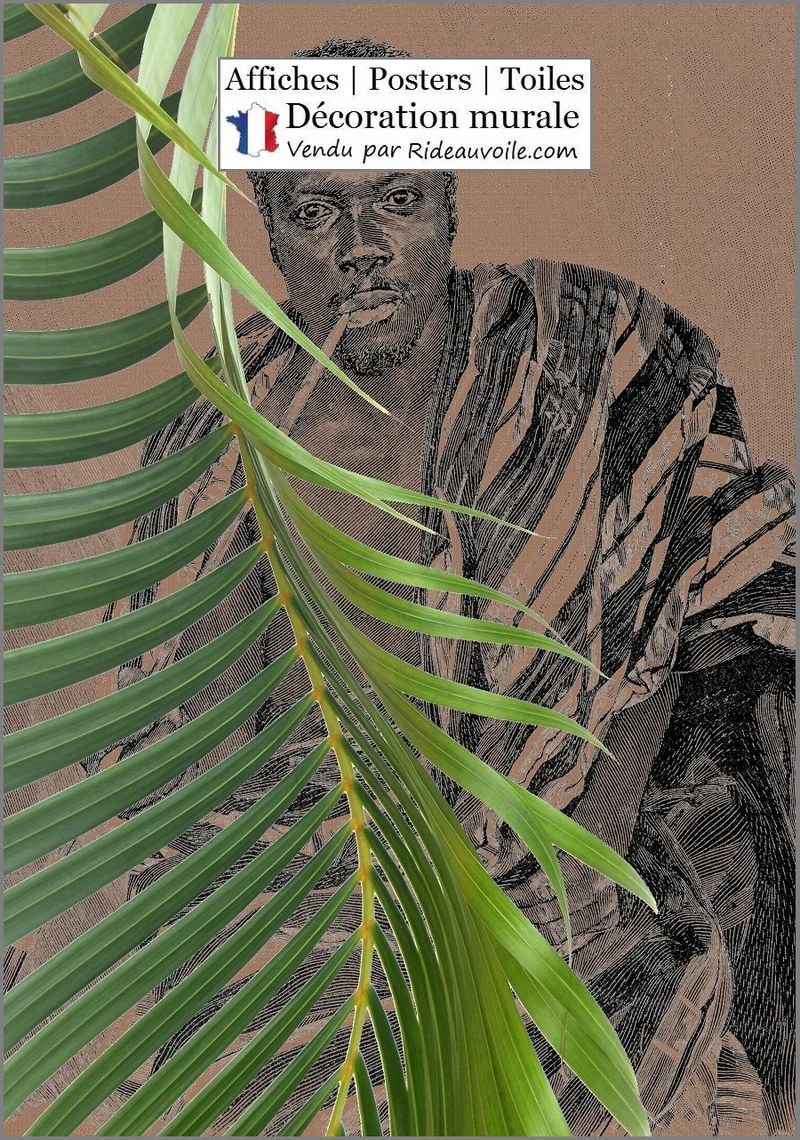 Déco murale Tableau exotique Affiche Poster feuilles verte Tropical Botanique Africain
