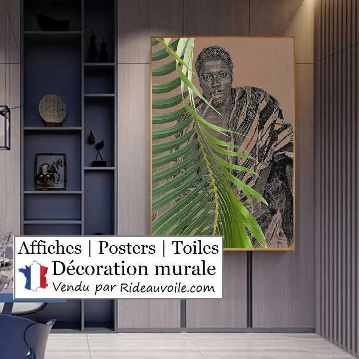 Déco murale Tableau exotique Affiche Poster feuilles verte Tropical Botanique Africain