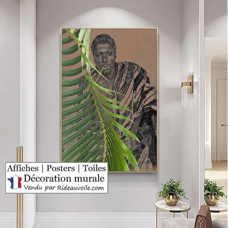 Déco murale Tableau exotique Affiche Poster feuilles verte Tropical Botanique Africain