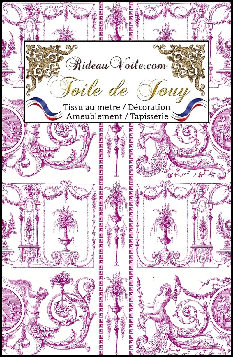 Architecte Décoration tissu Toile de Jouy imprimé rose fuchsia mètre rideau Paris