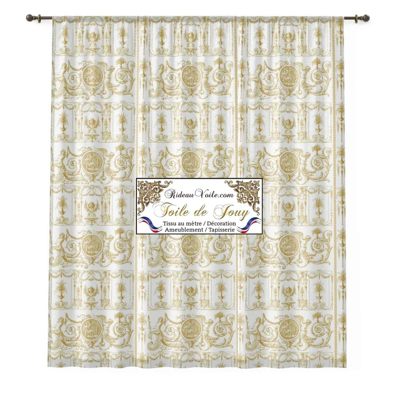 Décoration tissu Toile de Jouy ameublement jaune ocre mètre rideau Paris
