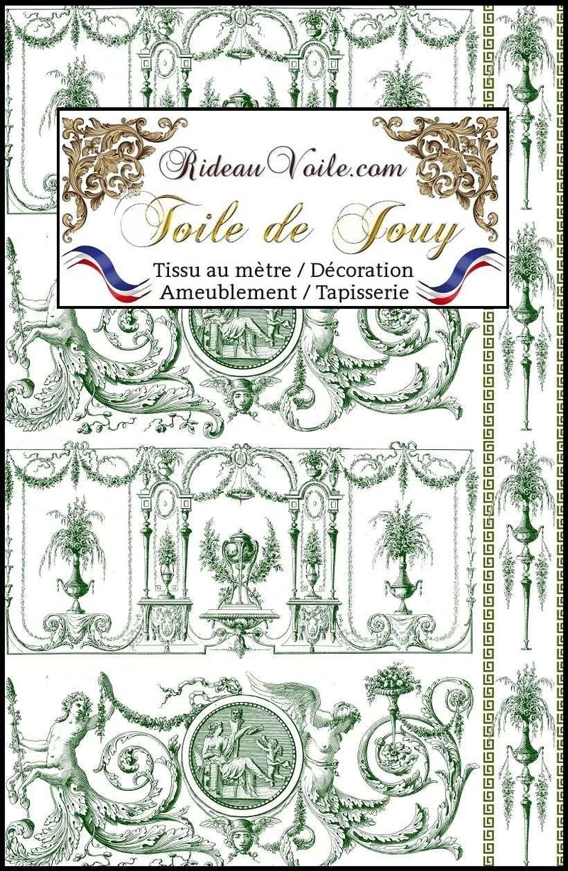 Tissu ameublement coton lin ignifuge occultant Toiles de Jouy violet mètres rideau