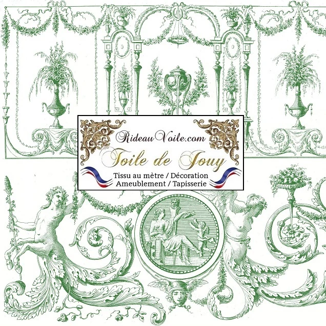 Tissus d'ameublement d'intérieur Toiles de Jouy vert mètres Éditeur textile rideau