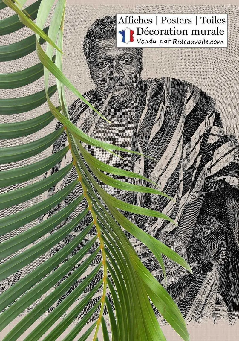 Tableau exotique Affiche Poster feuilles verte Tropical Botanique Chef homme Africain