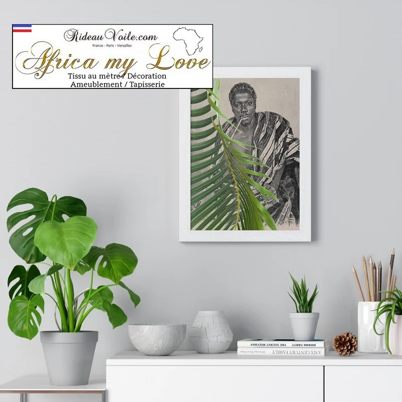Tableau exotique Affiche Poster feuilles verte Tropical Botanique Chef homme Africain