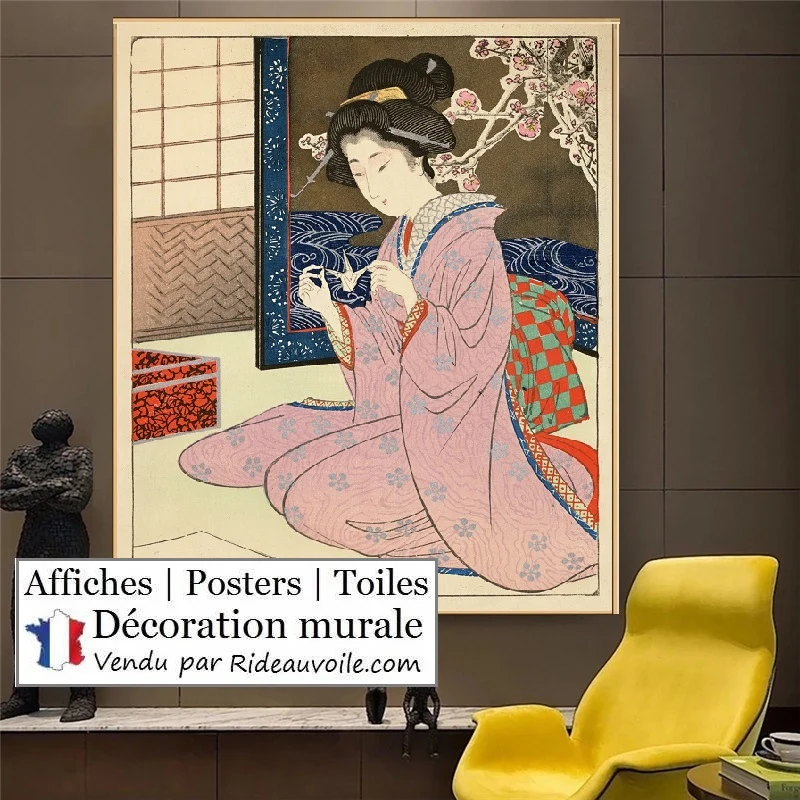 Affiche Poster Toile tableau Estampe Geisha Japonaise décoration galerie art