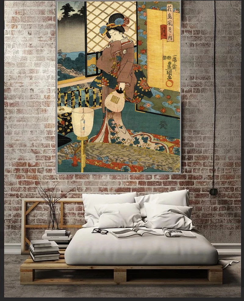 Affiche Poster Toile tableau Estampe Geisha Japonaise décoration galerie art