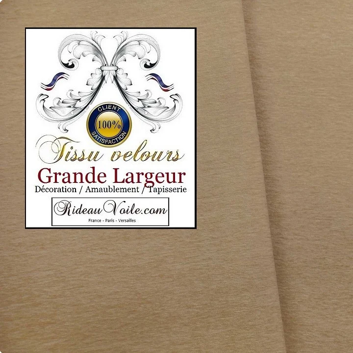 Velours ameublement beige double face grande largeur 300cm tissu mètre