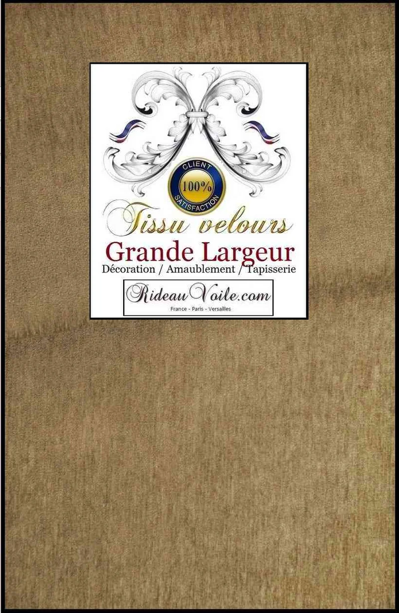 Velours ameublement beige sable double face grande largeur 300cm tissu mètre