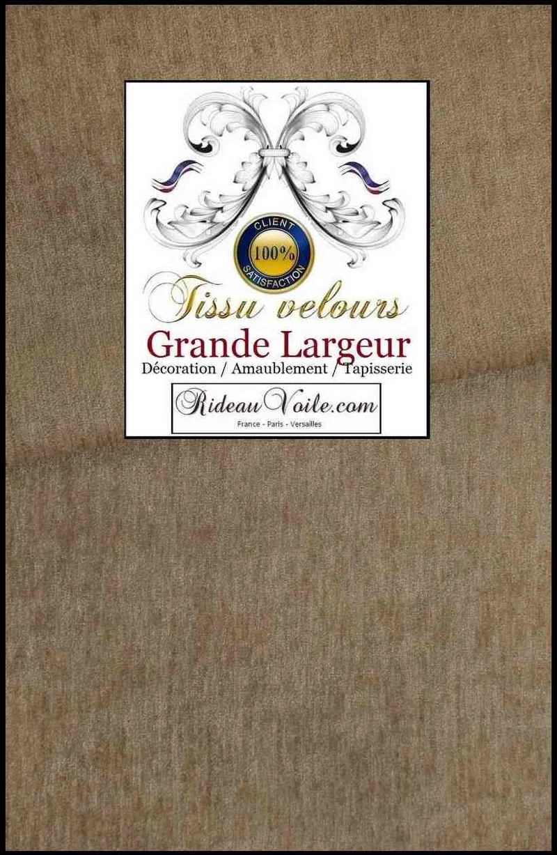 Velours ameublement beige ficelle double face grande largeur 300cm tissu mètre