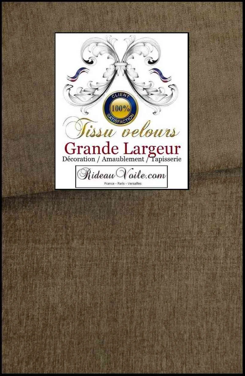 Velours ameublement grège marron double face grande largeur 300cm tissu mètre
