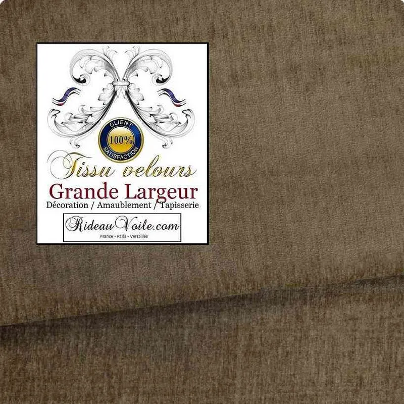 Velours ameublement grège marron double face grande largeur 300cm tissu mètre