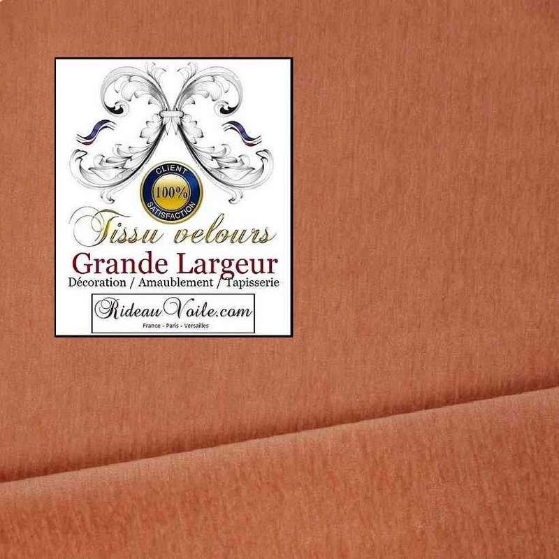 Tissu d'ameublement Velours pêche double face grande largeur 300cm mètre rideau