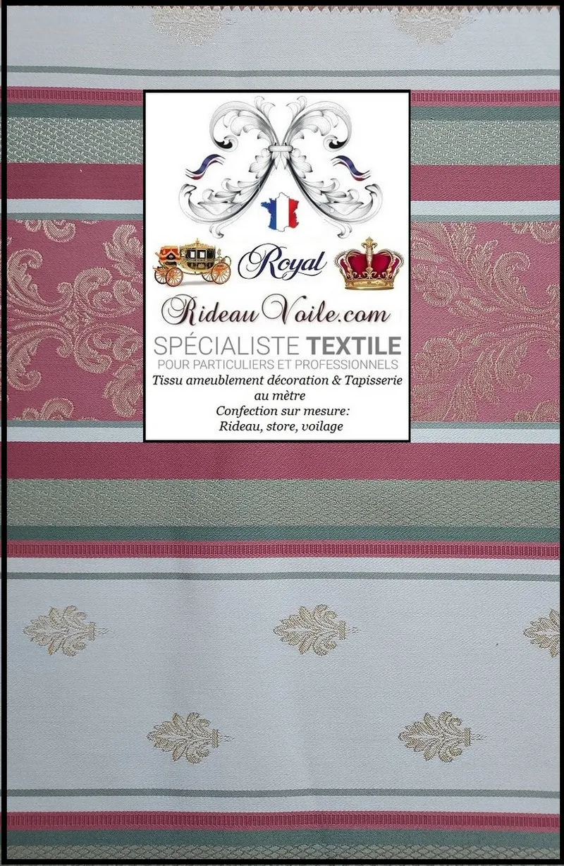 Tissu Paris ameublement ancien mètre Jacquard Or Rose rideau design Baroque