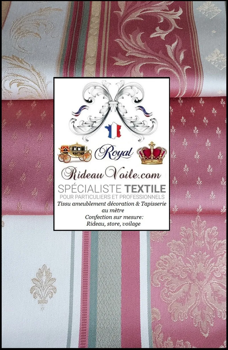 Tissu rayé ameublement mètre Jacquard rayures Or Rose rideau style Baroque
