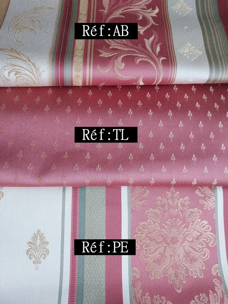 Tissu rayé ameublement mètre Jacquard rayures Or Rose rideau style Baroque