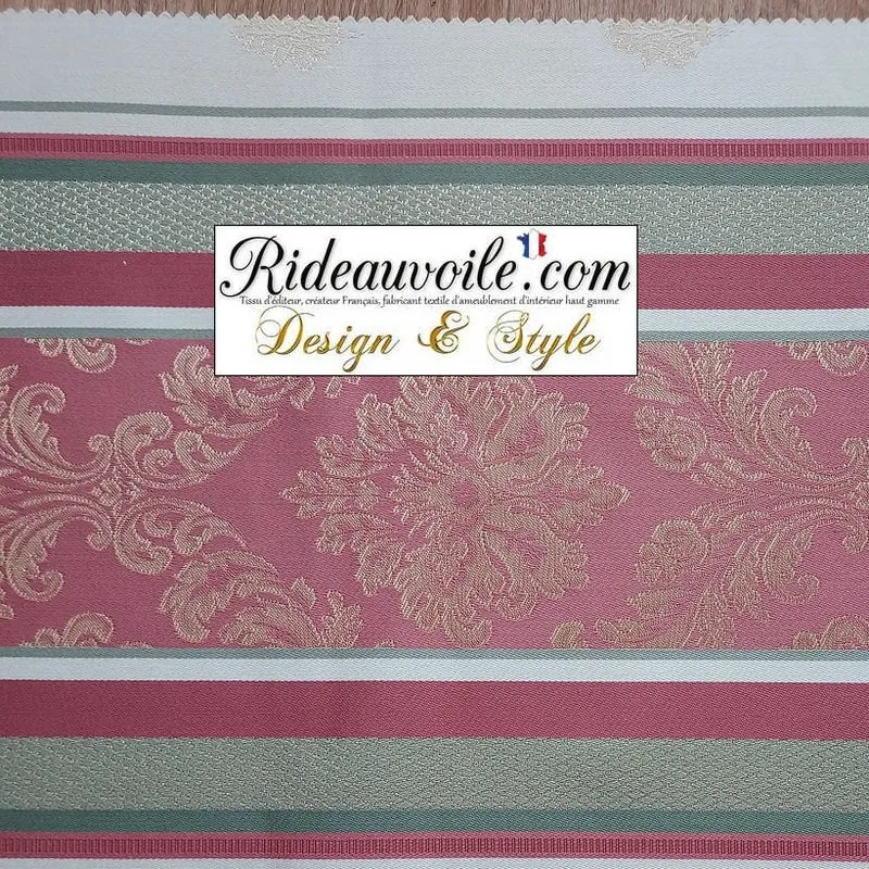 Tissu rayé ameublement mètre Jacquard rayures Or Rose rideau style Baroque
