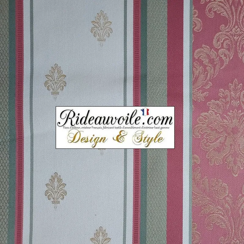 Tissu rayé ameublement mètre Jacquard rayures Or Rose rideau style Baroque
